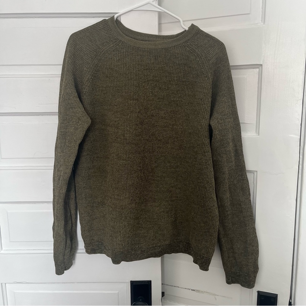 ONLY & SONS 100% cotton olive green men’s knit crewneck sweater size large
